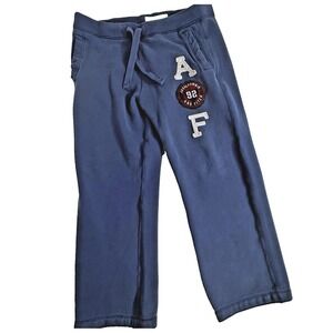 Abercrombie Fitch Lounge Sweatpants Men's Med 34x28‎ AF Logo Pockets Blue VTG